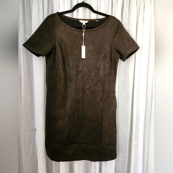 NWT Max Studio London Faux Suede Short Sleeve Sheath Dress, Size M - Picture 1 of 8